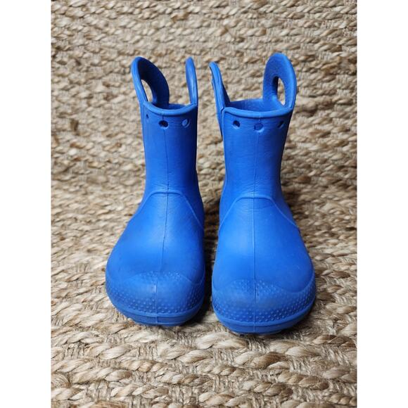 Crocs 12803 Kids Blue Rubber Pull On With Handles Outdoor Rain Boots Size c 6 - Picture 3 of 11